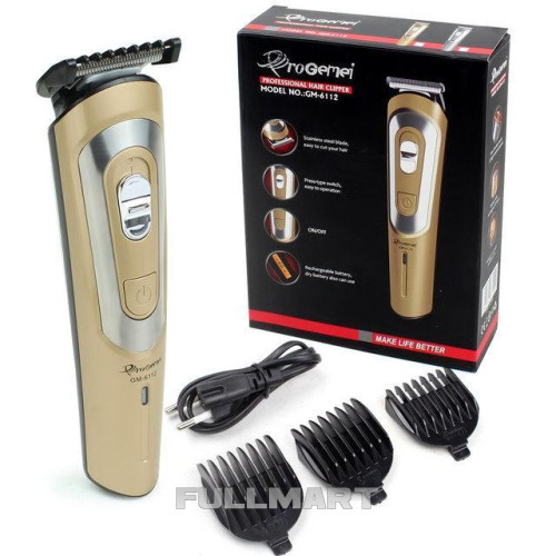 Аккумуляторная машинка для стрижки волос Gemei GM-6112 Золотистый 
