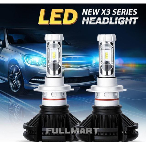 Светодиодные LED лампы X3 H1 для автомобиля | автолампы HEADLIGHT 6000K/6000Lm | автомобильные лед лампы