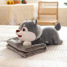 Детский плед игрушка Собачка 3 в 1 серый