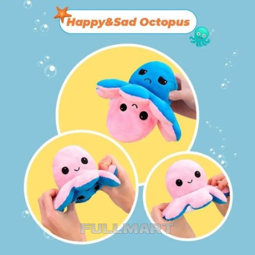 Мягкая игрушка осьминог перевертыш двухсторонний Happy Sad