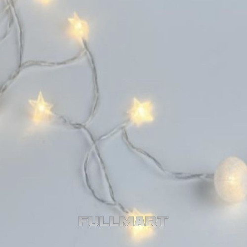 Гірлянда 20 LED 16 п'ятикутних зірок + 4 кульки 2АА