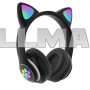 Беспроводные Bluetooth наушники с ушками Cat Ear AKS-28 с LED подсветкой Черные