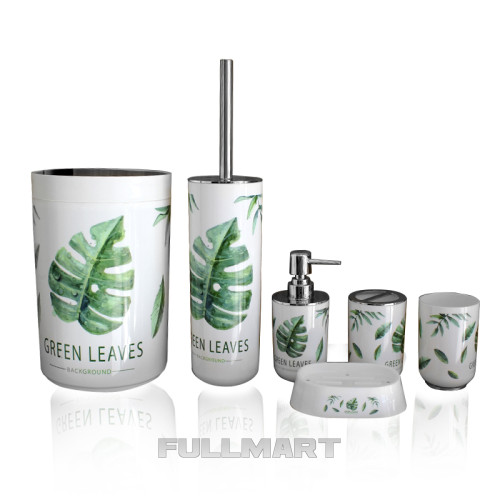 Набір аксесуарів для ванної кімнати Set of green leaves