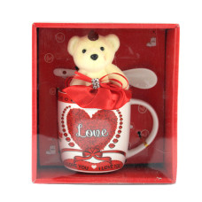 Подарочный набор чашка, ложка и мишка Love