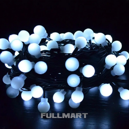 Уличная новогодняя гирлянда штора белый шарик 100LED 