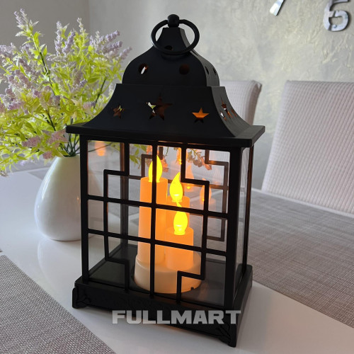 Лампадка Decorative Led Lantern A7413 на батарейки 34см черная