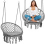 Садове підвісне крісло-гойдалка BOHO з подушкою сірий 290010
