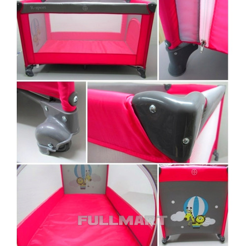 Детская кроватка складная манеж R-SPORT BED K1 розовый