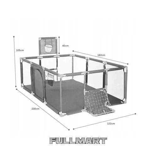 Большой манеж 235 x 129 cm RC-K-467 в комплекте 30 разноцветных шариков. (Польша)