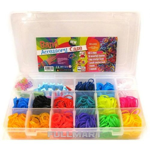 Набор для плетения резинками Rainbow Loom Bands 1500шт. + мини-станок + аксессуары