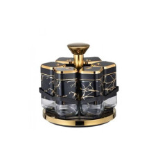Органайзер для специй 6 банок BSJ2509-1 Black-Gold
