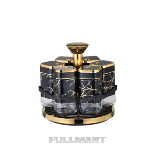 Організатор для спецій 6 банок BSJ2509-1 Black-Gold