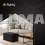 Пуф из серого бархата 76x38x38 см Ruhhy 26130 (Польша)
