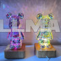 Нічник 3D Ведмедик Феєрверк на підставці BearBrick
