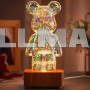 Нічник 3D Ведмедик Феєрверк на підставці BearBrick