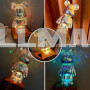 Нічник 3D Ведмедик Феєрверк на підставці BearBrick